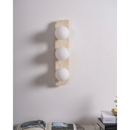 Wandlamp Travertin G9 Glas Hout Beige Woonkamer Hal Badkamer Minimalistische Wandverlichting Sfeerverlichting Natuurlijk Design