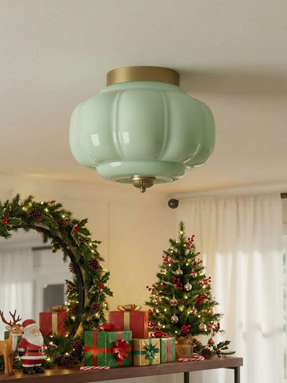 Retro Plafondlamp met Melkglazen Kap – Verfijnde Semi-Flush Mount Verlichting voor Moderne Interieurs