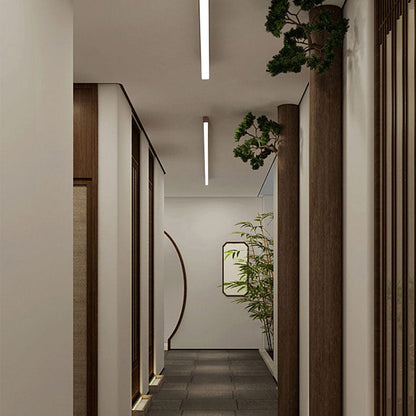Gang Plafondlamp Hout Langwerpig 60cm 100cm 120cm Ingebouwde LED Lijnlamp Aluminium Hal