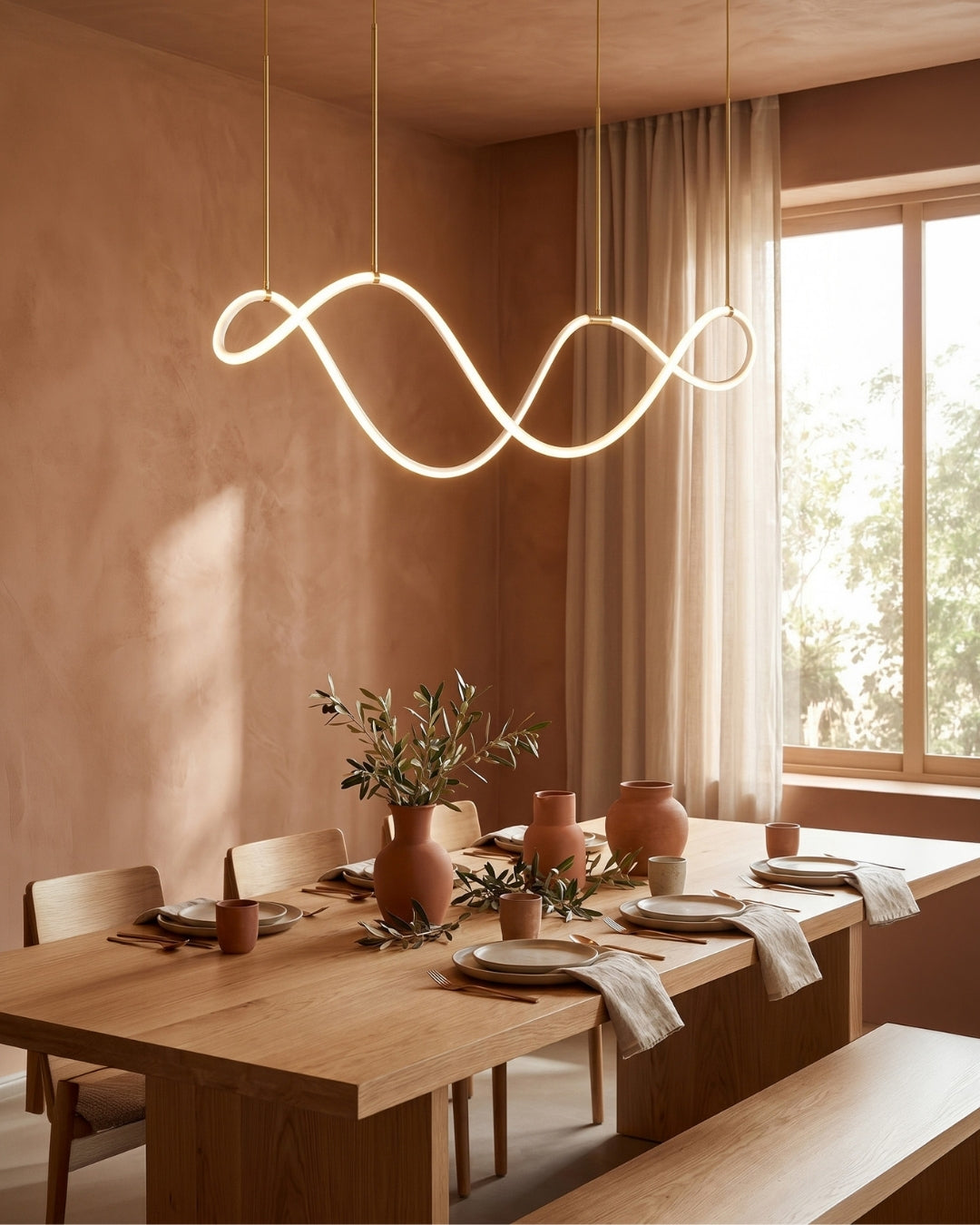 LED-design hanglamp met metalen koordstructuur zwart satijn 100 cm dimbaar warm wit modern interieur eetkamer keukeneiland