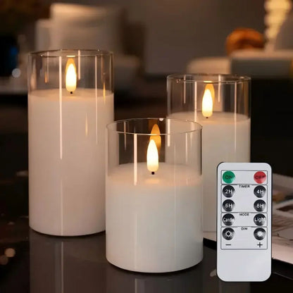 LED kaarsen met afstandsbediening glas zwart sfeer verlichting set timer modern interieur woonkamer slaapkamer decoratie realistisch vlam effect