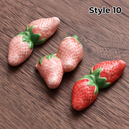 Keramische Eetstokjessteun met Dier- en Fruitmotieven – Set van 3