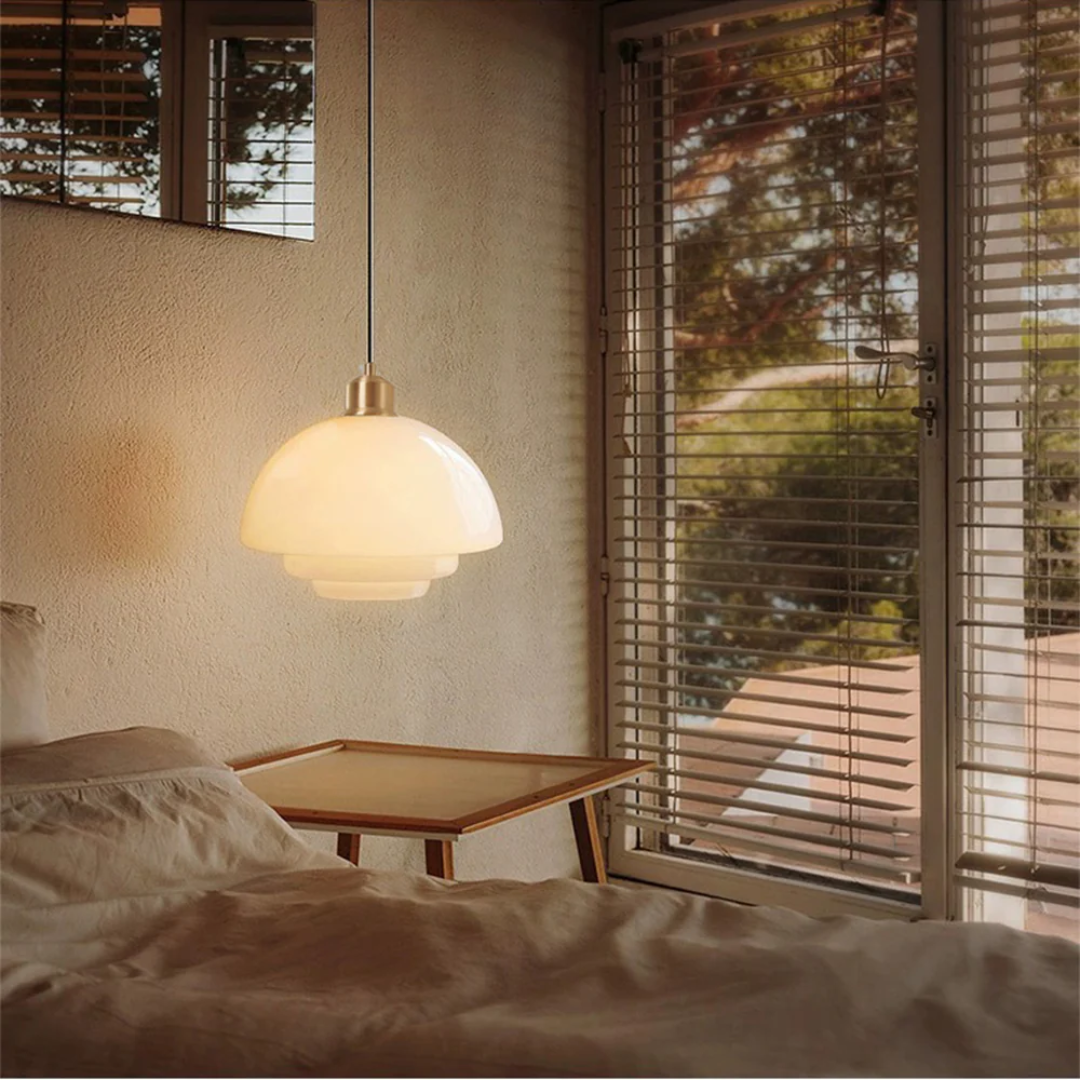 Hanglamp Glas E27 Goud Rond Woonkamer Eettafel Keuken Organisch Design Sfeerverlichting Modern Interieur