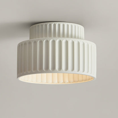 Plafondlamp Geribbeld Resin E27 Wit Compact Modern Interieur Woonkamer Keuken Slaapkamer Retro Design Plafonnière