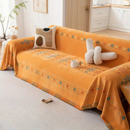 Bohemian bankhoes met anti-slip onderkant – stijlvolle meubelbescherming met kwastdetails
