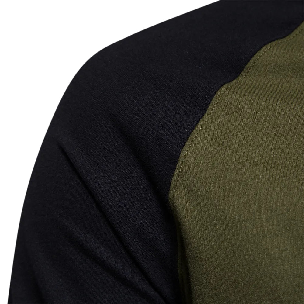 Herenshirt Lange Mouw Ronde Hals Patchwork Stijl