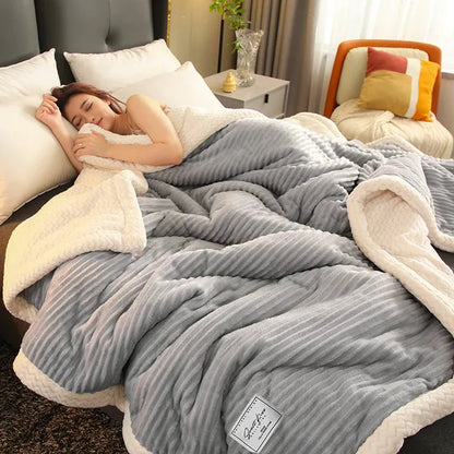Zachte Fleece Plaid Winterdeken Dubbel Tweepersoons Warmtedeken Bankdeken