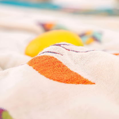 Katoenen Plaid met Vogelmotief en Kwastjes – Vintage Boho Stijl Deken voor Bank, Bed of Picknick