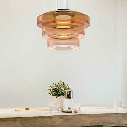 Zenor gelaagde hanglamp glas amber eetkamer woonkamer design verlichting modern gelaagd glaslamp