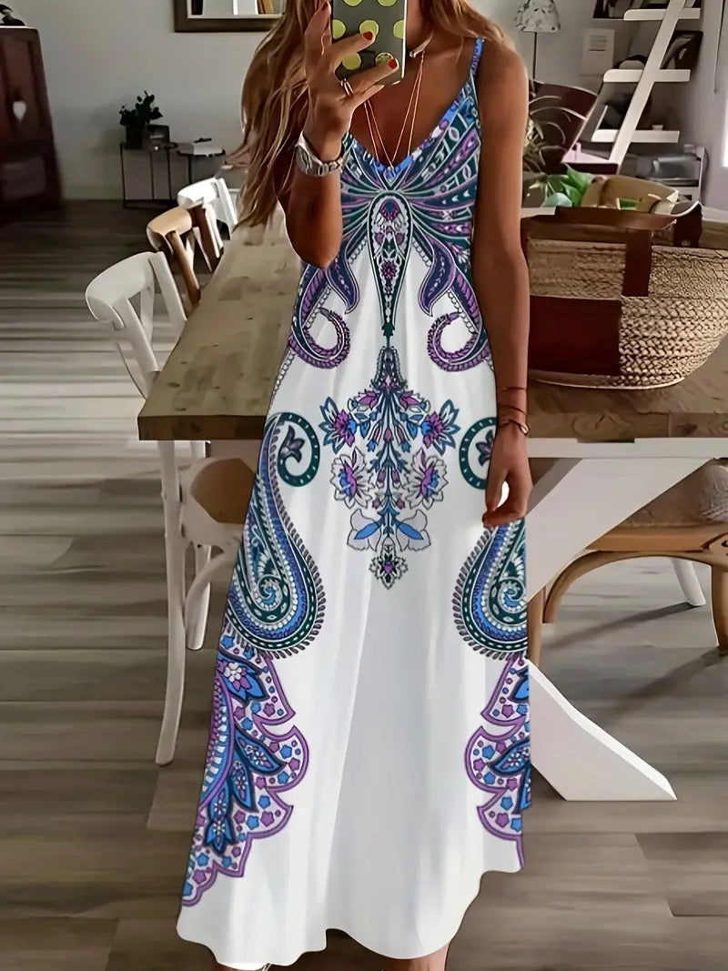 Dames Zomerjurk Maxi Jurk Bloemenprint V-hals