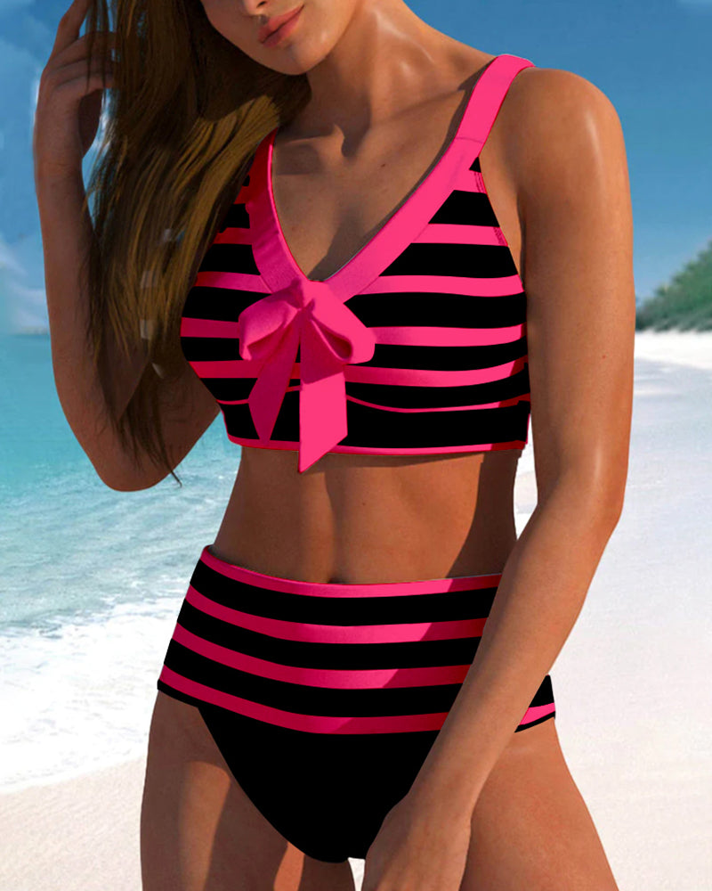 Dames Bikini Hoge Taille Gestreept Model