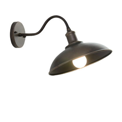Buitenlamp Wandlamp Industrieel Vintage IJzer Kom Zwart 37cm LED