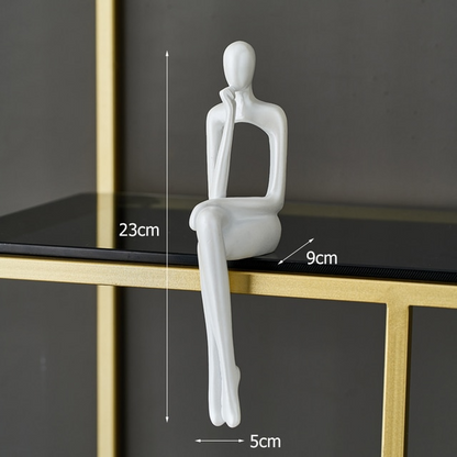 Zittende Abstracte Hars Sculptuur Figuur Modern Kunstobject Decoratief