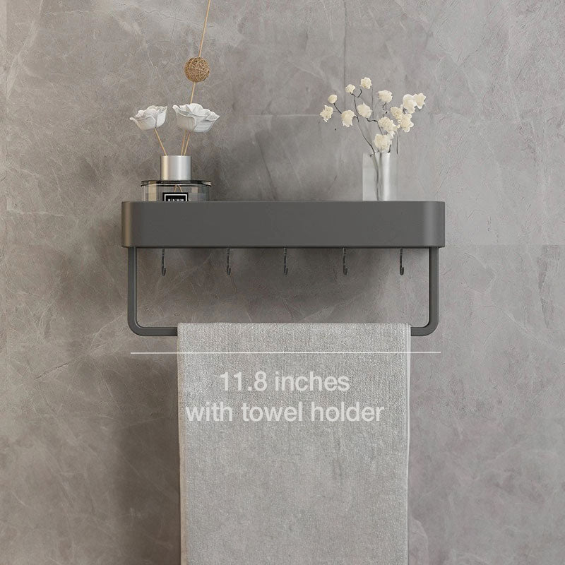 Badkamer plank aluminium zelfklevend 30cm grijs zwevend rek douche wandplank met handdoekhouder organizer badkamer