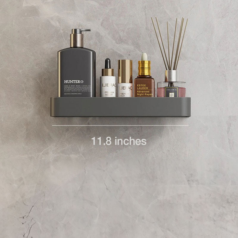Badkamer plank aluminium zelfklevend 30cm grijs zwevend rek douche wandplank met handdoekhouder organizer badkamer