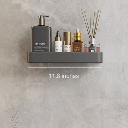 Badkamer plank aluminium zelfklevend 30cm grijs zwevend rek douche wandplank met handdoekhouder organizer badkamer
