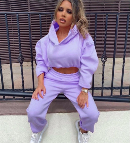 Dames Joggingpak Soft Capuchon Tweedelig Set