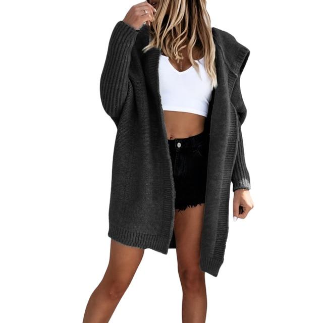 Dames Vest Capuchon Zacht Warm Gebreid