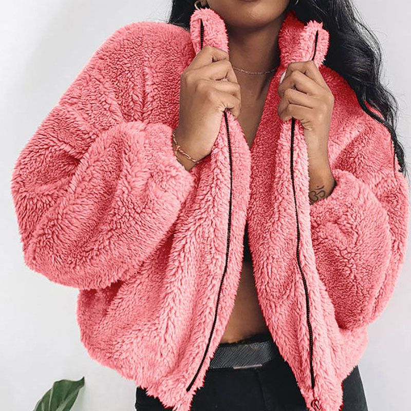 Dames Faux Fur Jas Warm Bruin Teddy Stijl