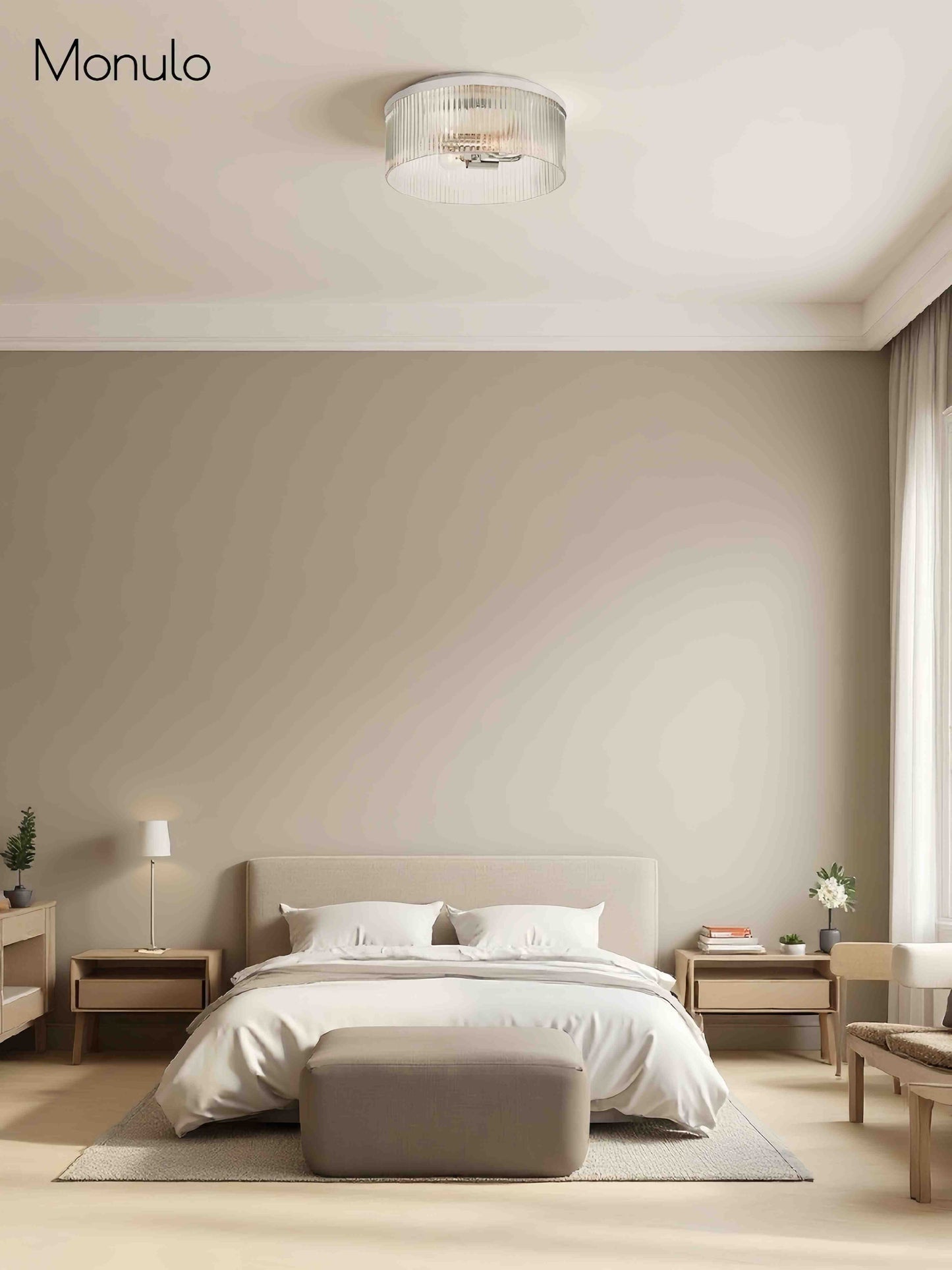 Geribbelde Glazen Plafondlamp Modern Laagbouw Ontwerp Slaapkamer Woonkamer Gang