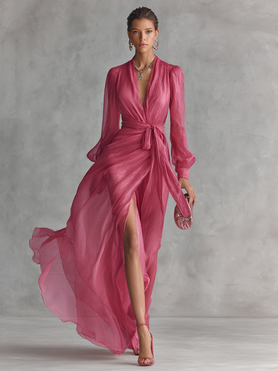 Dames Jurk Chiffon V-hals