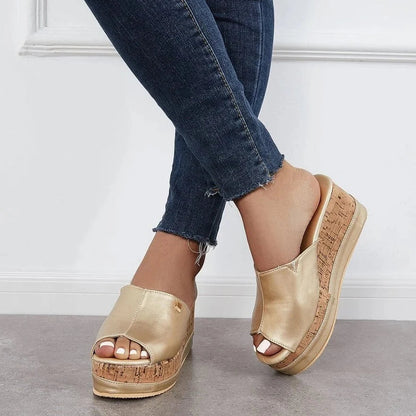 Vrouwenslip-on Sandalen Met Zacht Leer Comfortabel Loopvlak