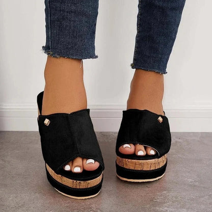 Vrouwenslip-on Sandalen Met Zacht Leer Comfortabel Loopvlak