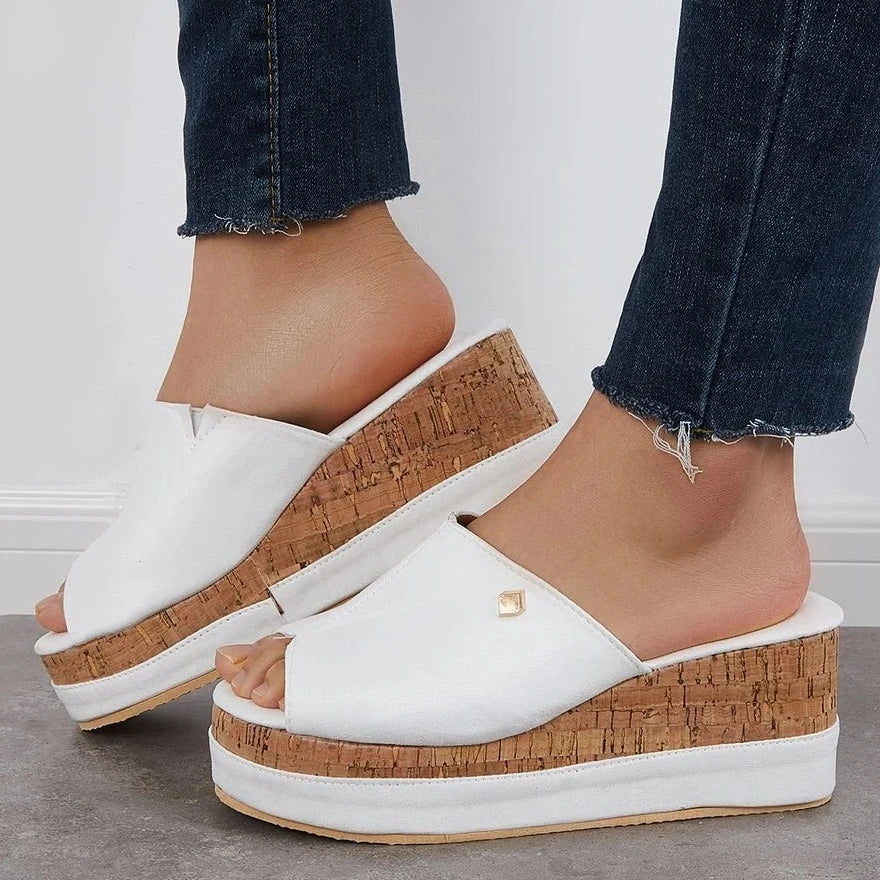 Vrouwenslip-on Sandalen Met Zacht Leer Comfortabel Loopvlak