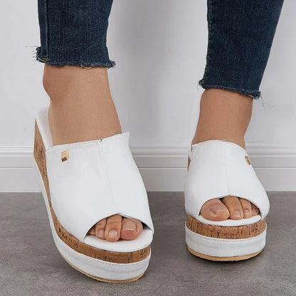 Vrouwenslip-on Sandalen Met Zacht Leer Comfortabel Loopvlak
