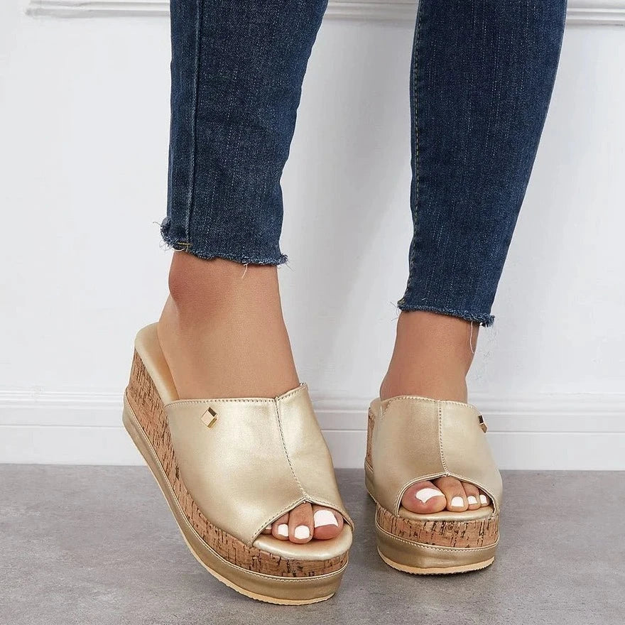 Vrouwenslip-on Sandalen Met Zacht Leer Comfortabel Loopvlak