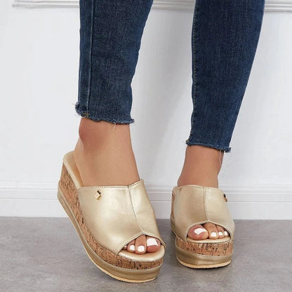 Vrouwenslip-on Sandalen Met Zacht Leer Comfortabel Loopvlak