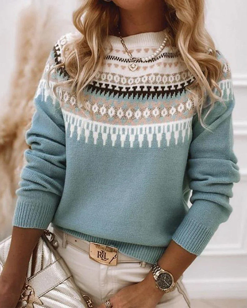 Warme Gebreide Wintertrui Boho Chic Stijl