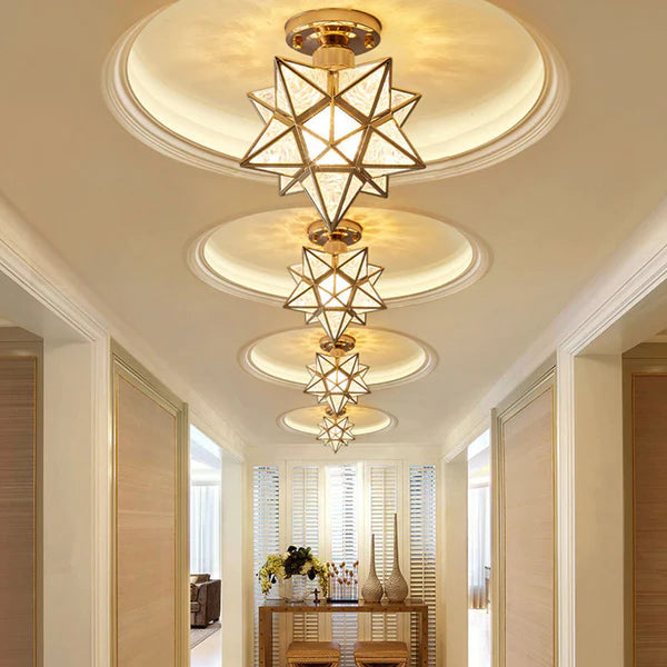 Pinlo stervorm plafondlamp E27 goud hal slaapkamer verlichting geometrisch design plafondlamp modern klassiek compact 20 cm