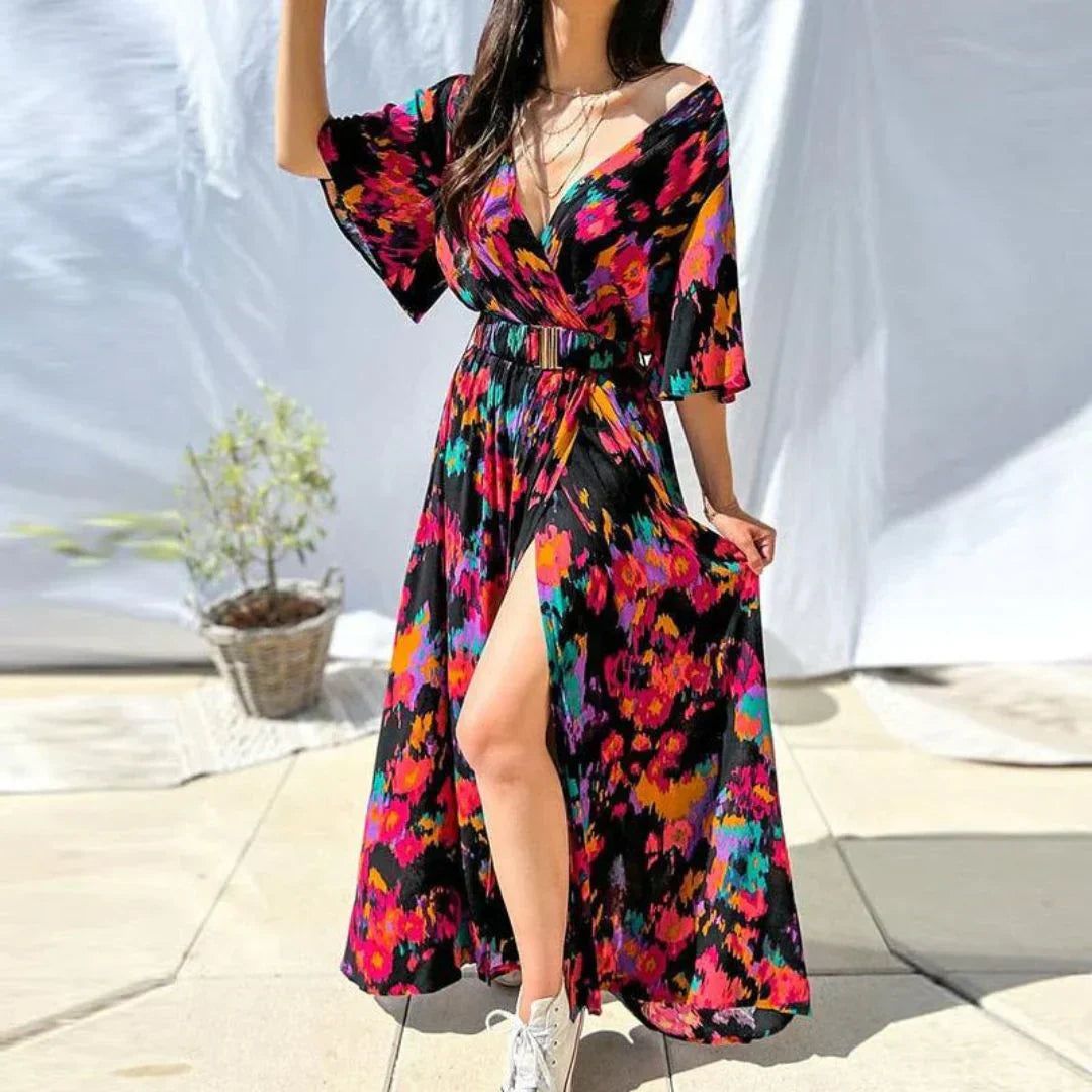 Dames Maxi Jurk Zomerjurk Elegant en Comfortabel met Tailleceintuur