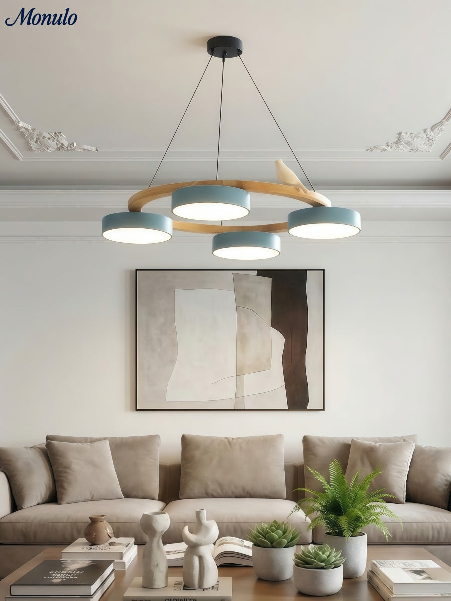Decoratieve Vogelkroonluchter met Gekleurde Cirkels voor Eetkamer en Woonkamer