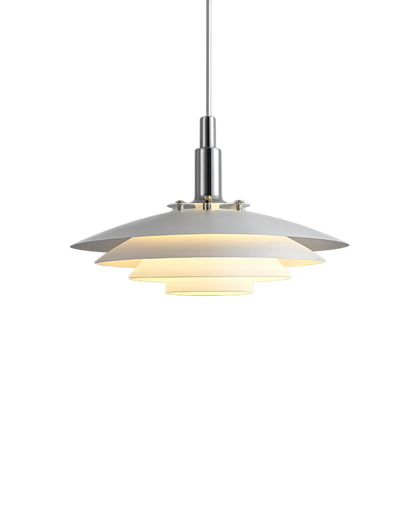 Gelaagde Metalen Hanglamp Zwart Wit Scandinavisch Design Eetkamer Woonkamer Modern Elegant Diffuus Licht Warm Sfeerlicht
