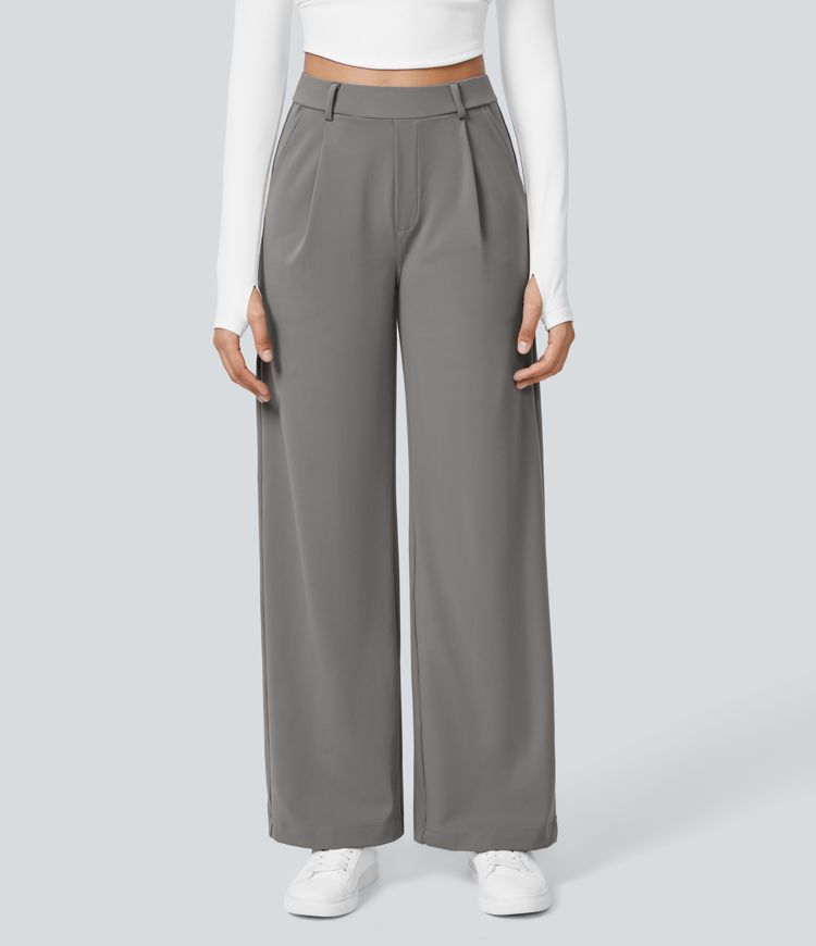 Dames Grote Maten Broek Hoge Taille Zwart Elegance
