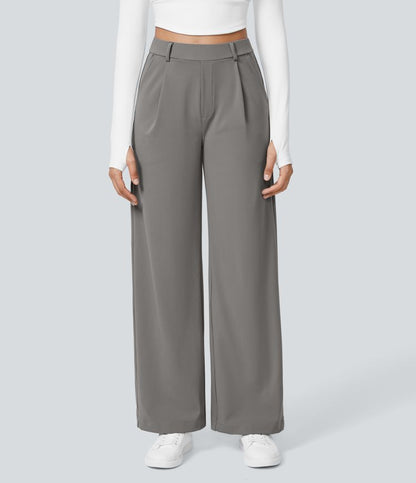 Dames Grote Maten Broek Hoge Taille Zwart Elegance
