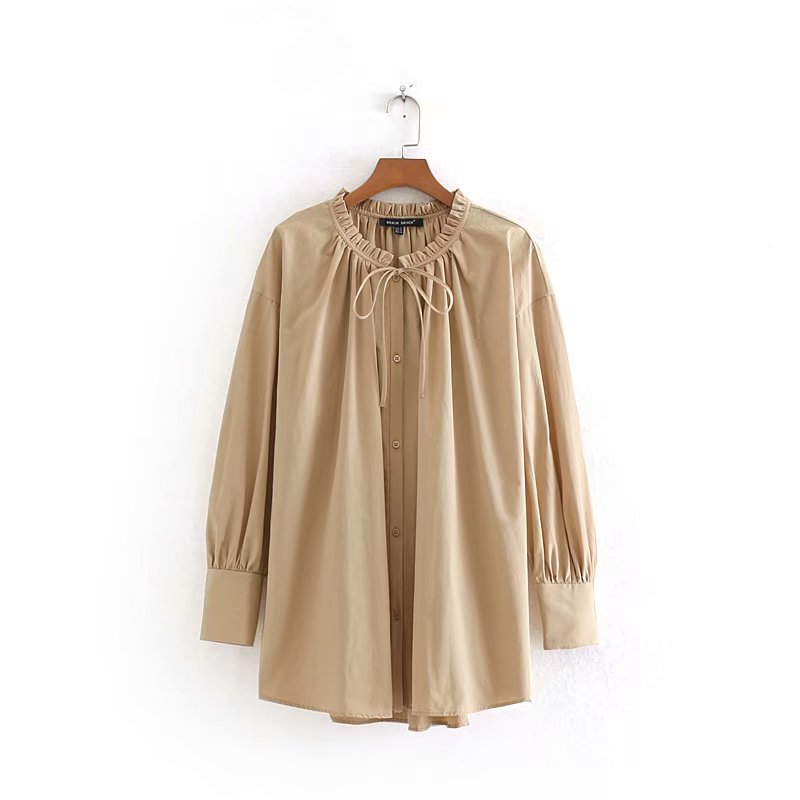 Dames Blouse Oversized met Strikkoord Elegante Stijl