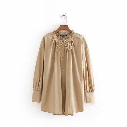 Dames Blouse Oversized met Strikkoord Elegante Stijl