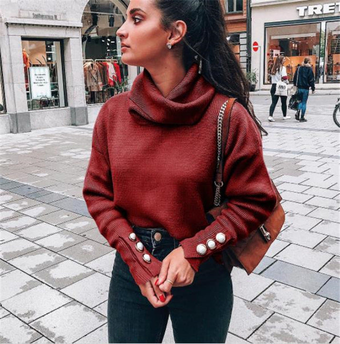 Dames Trui Zacht met Parel Knopen Elegante Look