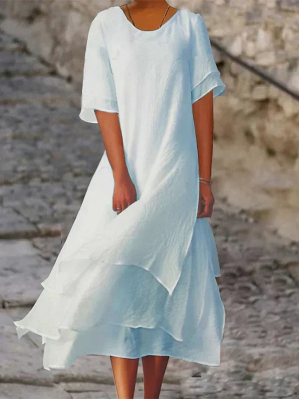 Elegante Vrouwelijke Jurk Los Vallend Model