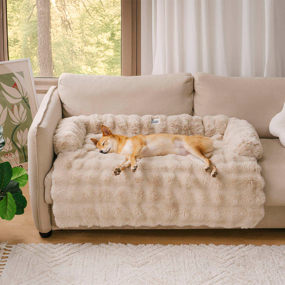 Pluche Hondenmand Sofa Beschermer Huisdiermat Antislip Bodem Wasbaar Comfort Rustplek – Grijs Koffie Tie-Dye