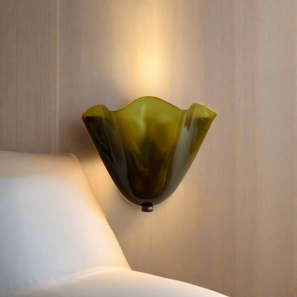 Wandlamp Glas In Lood Retro Art Deco Schelp 28cm E14