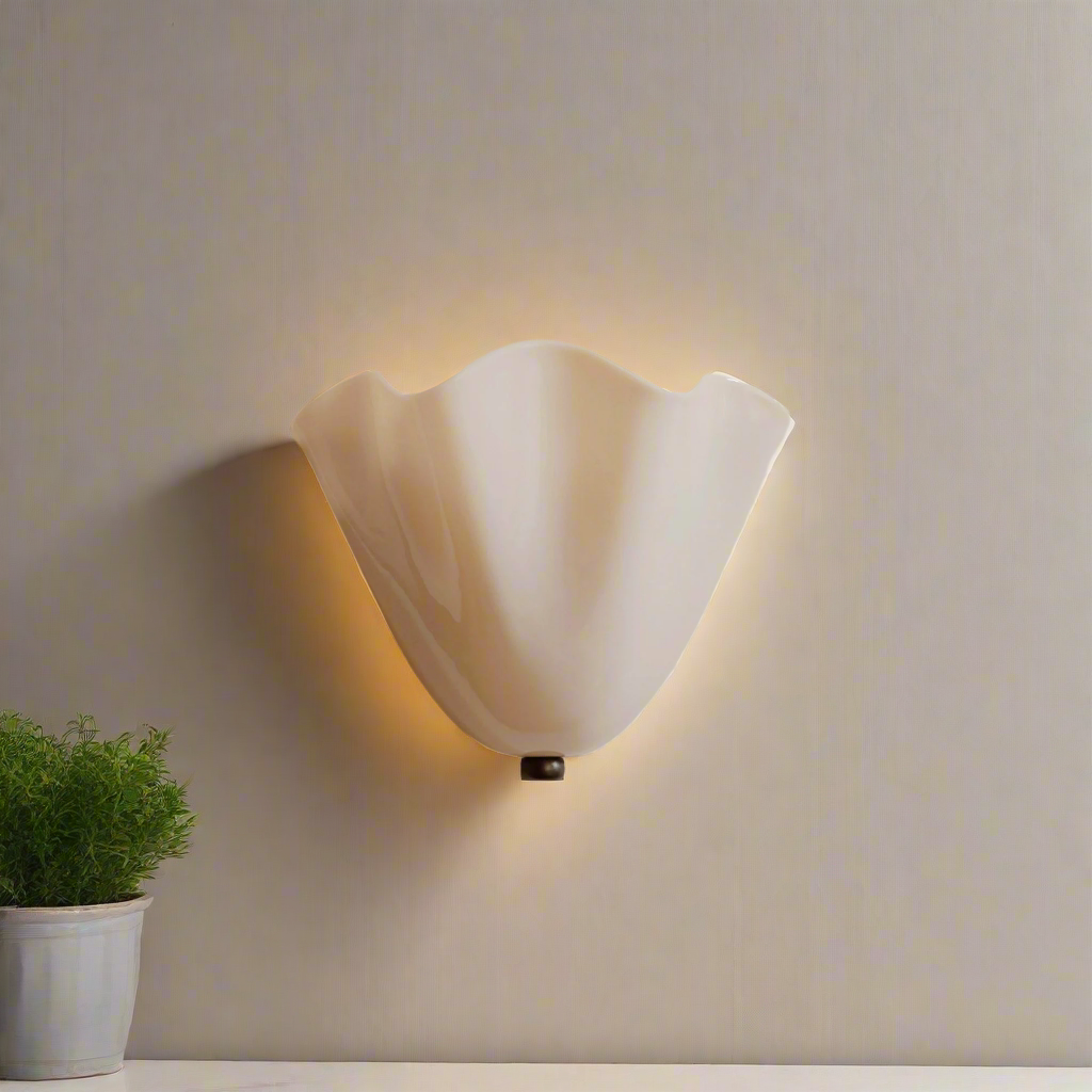 Wandlamp Glas In Lood Retro Art Deco Schelp 28cm E14
