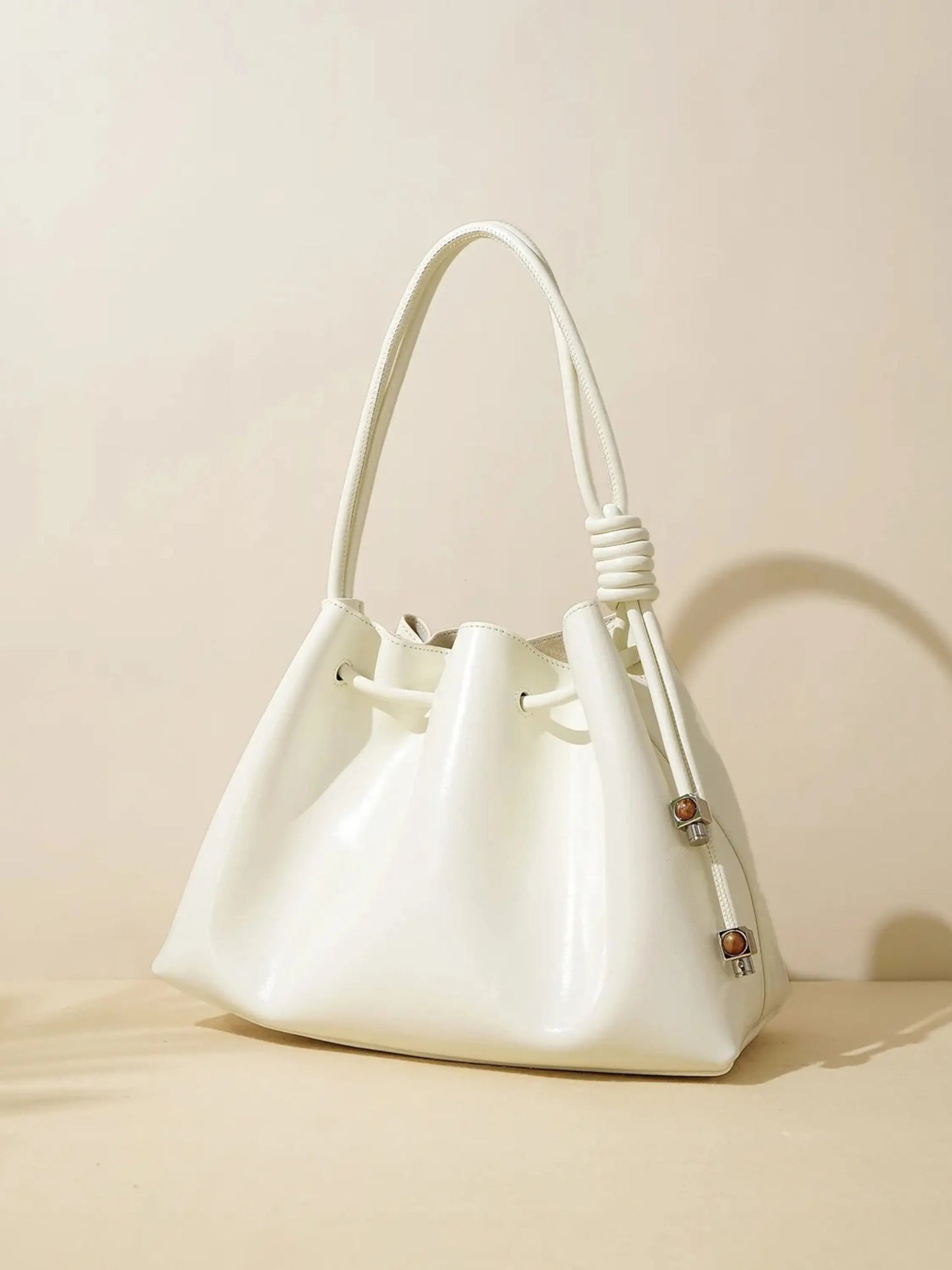 Leren Handtas met Schouderriem Glanzend Zwart Design
