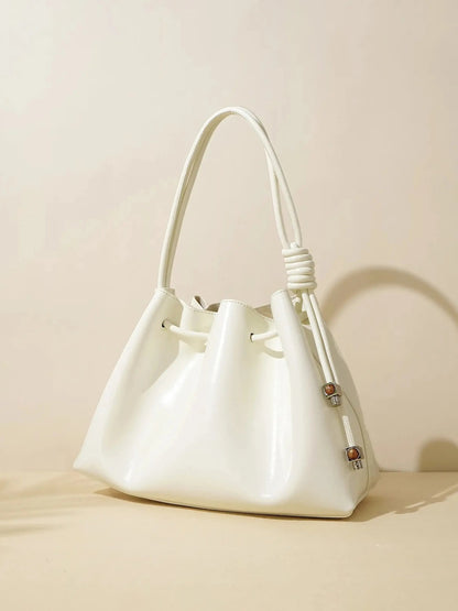 Leren Handtas met Schouderriem Glanzend Zwart Design