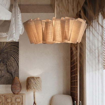 Geplisseerde Stoffen Hanglamp – Minimalistische Scandinavische Verlichting voor Eetkamer & Woonkamer