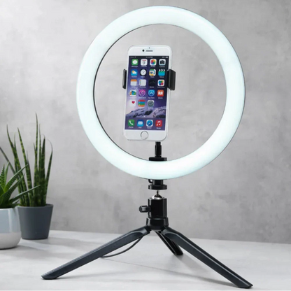 LED Ringlicht met Klem Modern Dimbaar Bureaulamp met 360° Draaibaar – Perfect voor Video-Calls Make-up Fotografie