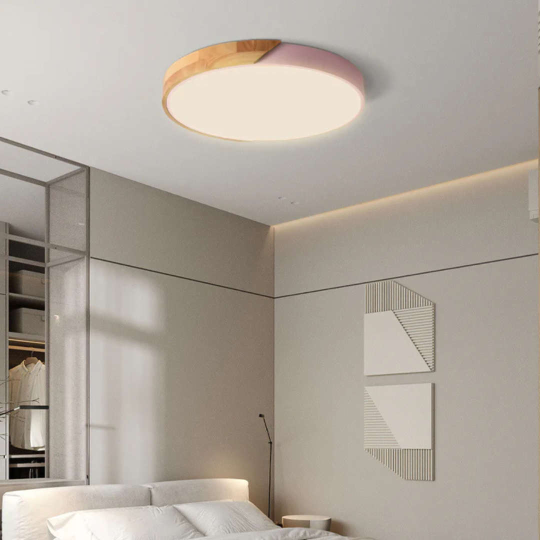 Minimalistische Plafondlamp van Hout & Acryl – Scandinavisch Design voor Woonkamer en Slaapkamer – Energiezuinig LED-Licht – Eenvoudige Montage